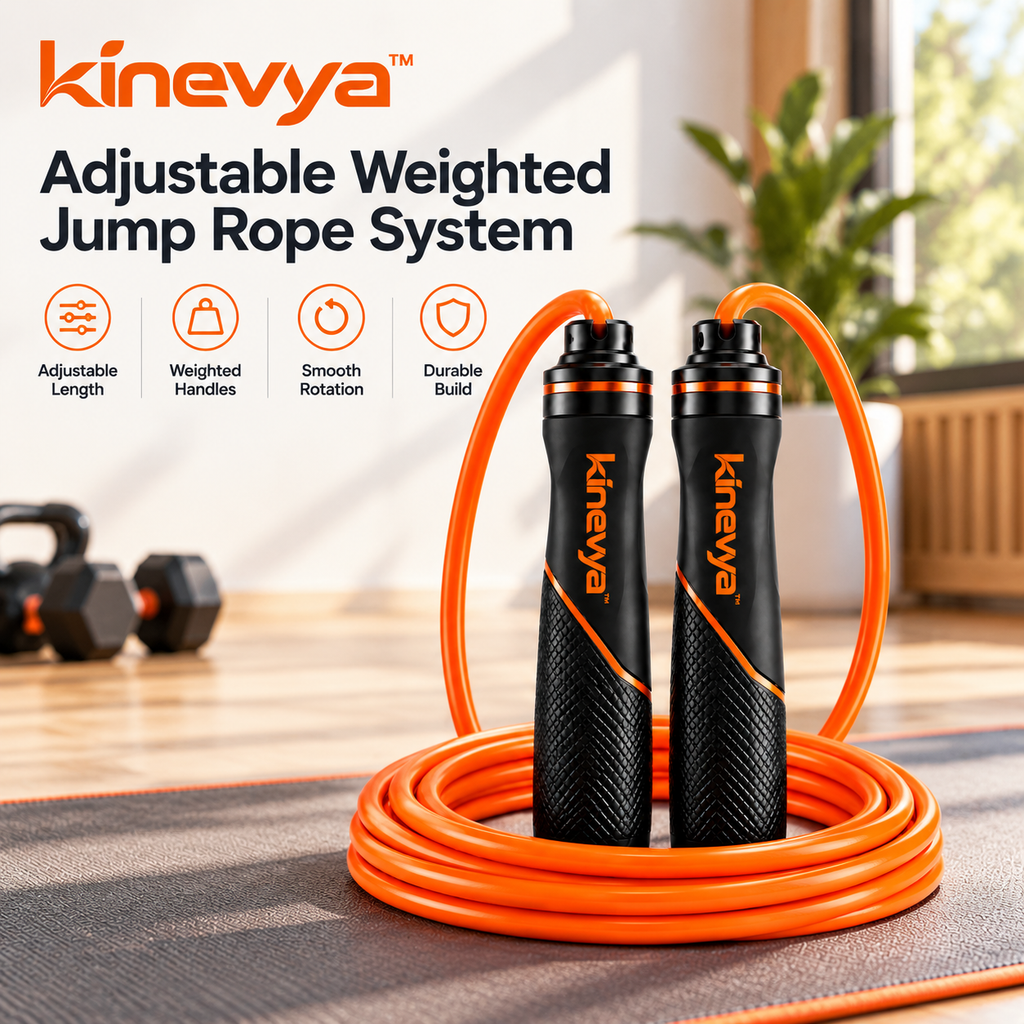Kinevya™ Adjustable Weighted Jump Rope System with Reinforced Handles for Everyday Home Training