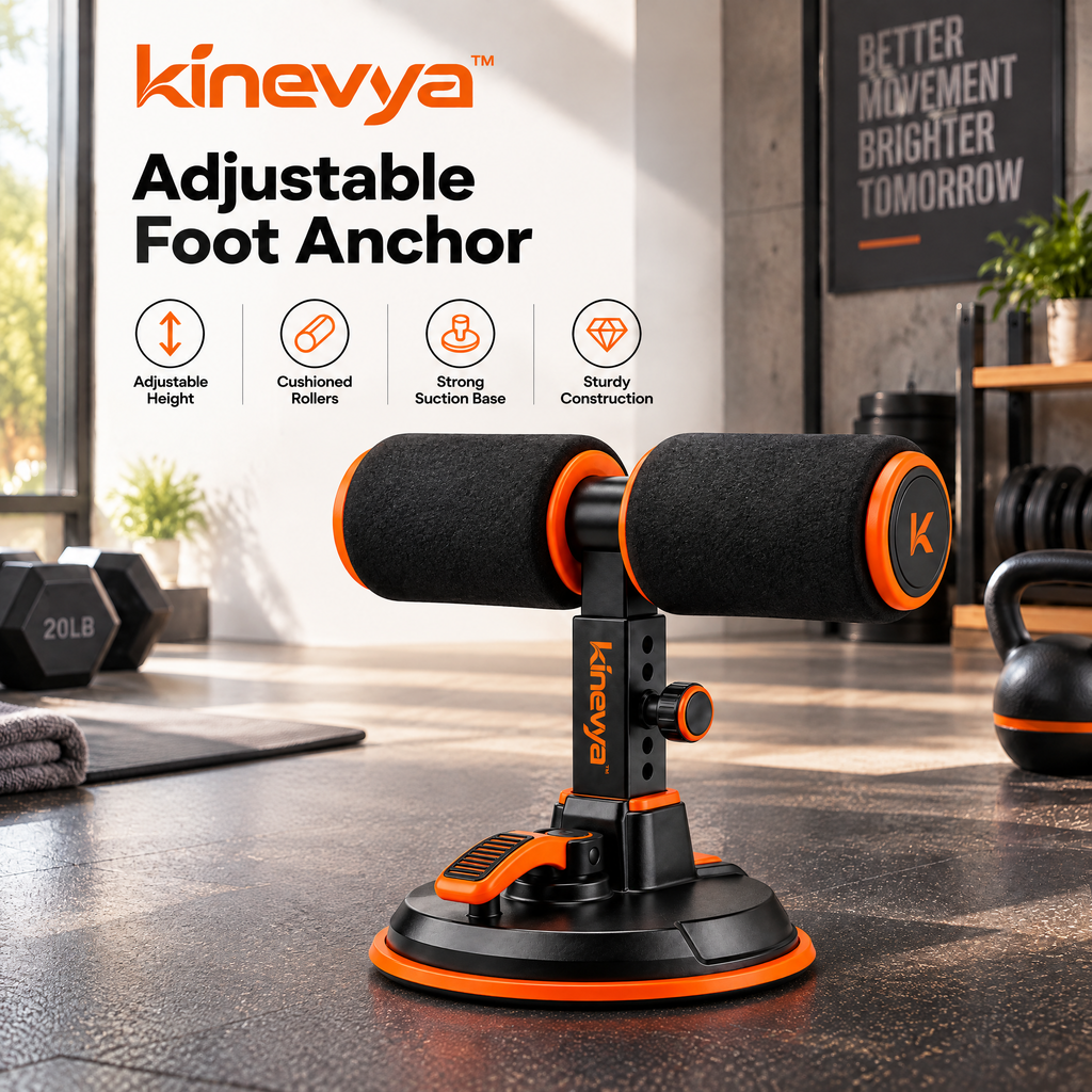 Kinevya™ Adjustable Floor Exercise Foot Anchor with Cushioned Dual Roller Support
