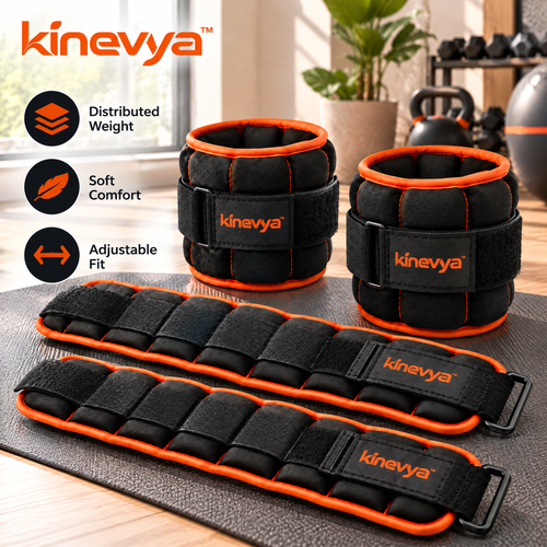 Kinevya™ Adjustable Soft Wrist & Ankle Weight Set with Distributed Internal Weight Sections