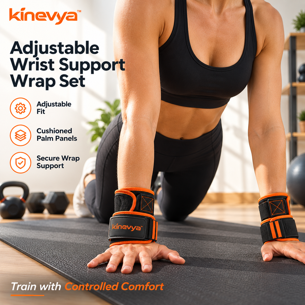 Kinevya™ Adjustable Wrist Support Wrap Set with Cushioned Palm Contact Panels