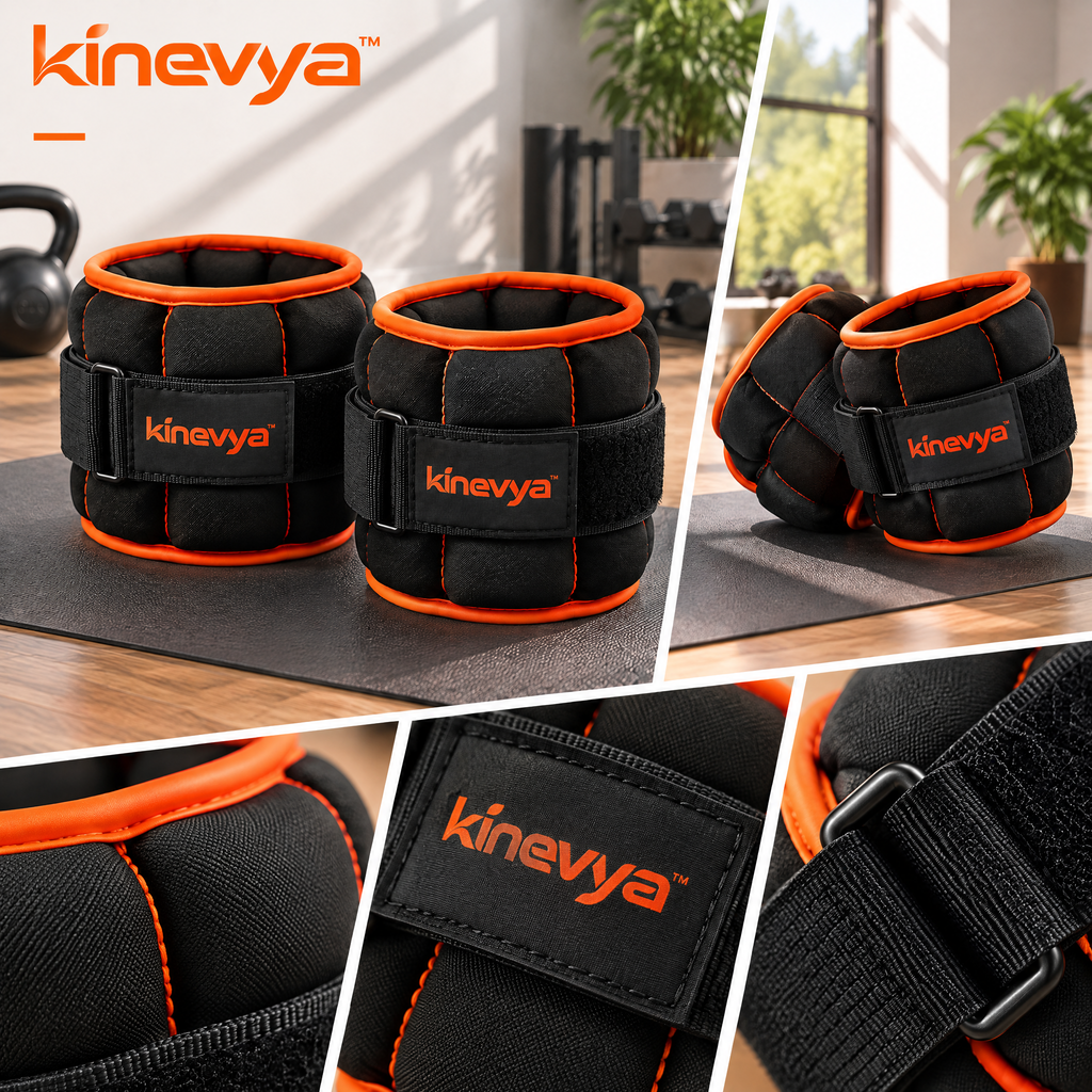 Kinevya™ Adjustable Soft Wrist & Ankle Weight Set with Distributed Internal Weight Sections