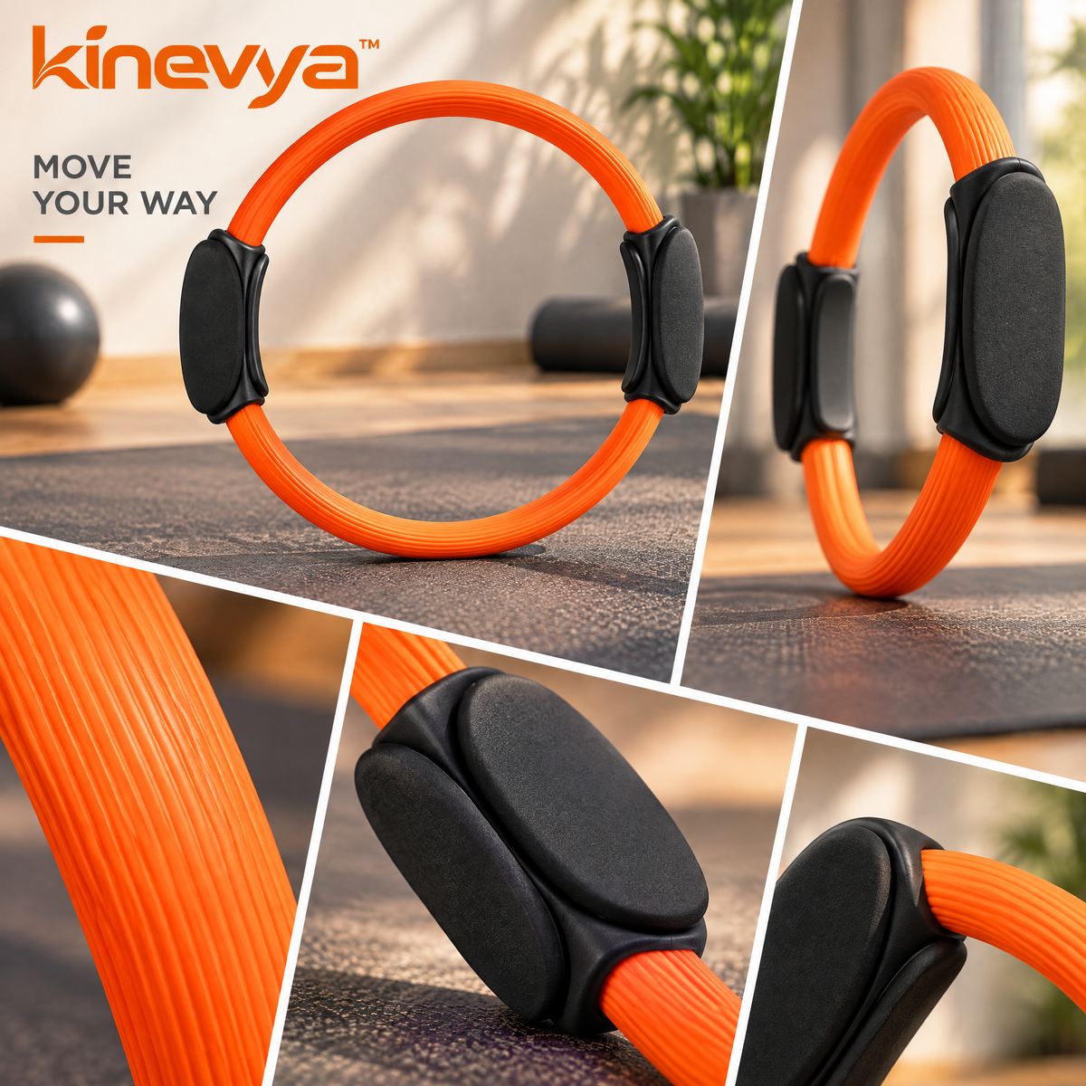 Kinevya™ Padded Pilates Resistance Ring with Reinforced Flexible Core for Home Exercise