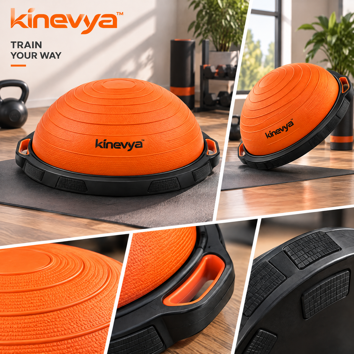 Kinevya™ Half-Dome Inflatable Home Exercise Platform with Wide Non-Slip Base