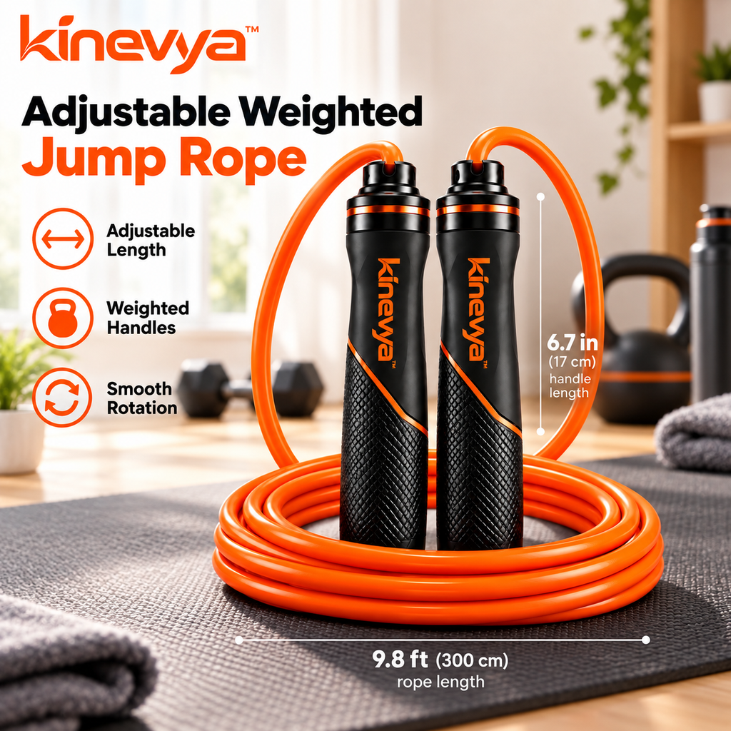 Kinevya™ Adjustable Weighted Jump Rope System with Reinforced Handles for Everyday Home Training
