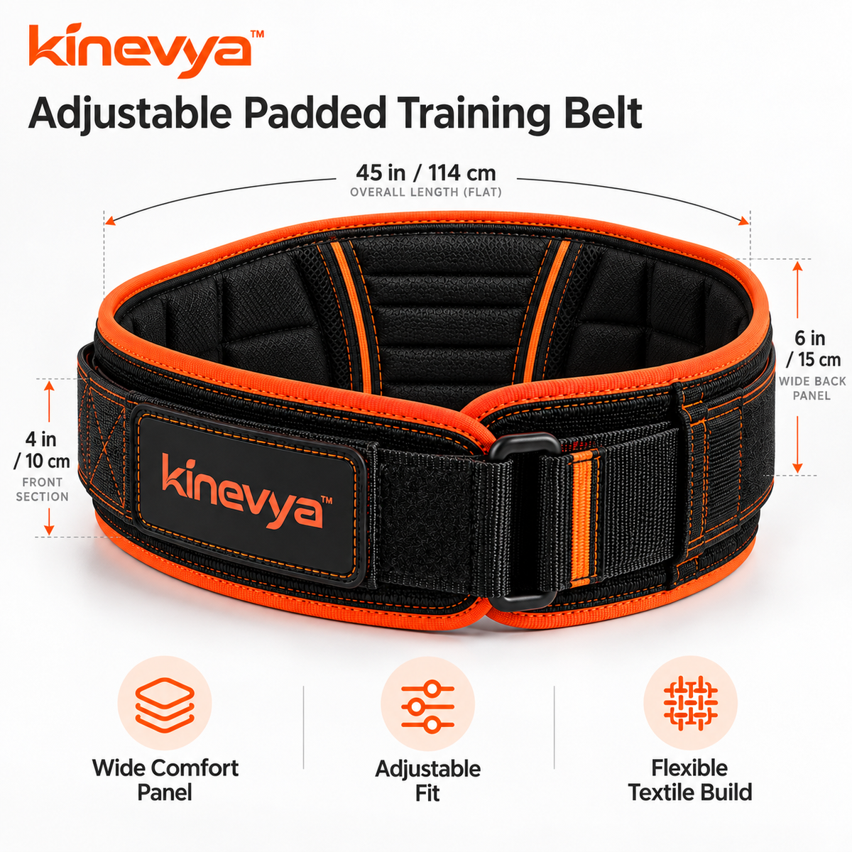 Kinevya™ Adjustable Padded Training Belt with Wide Comfort Panel