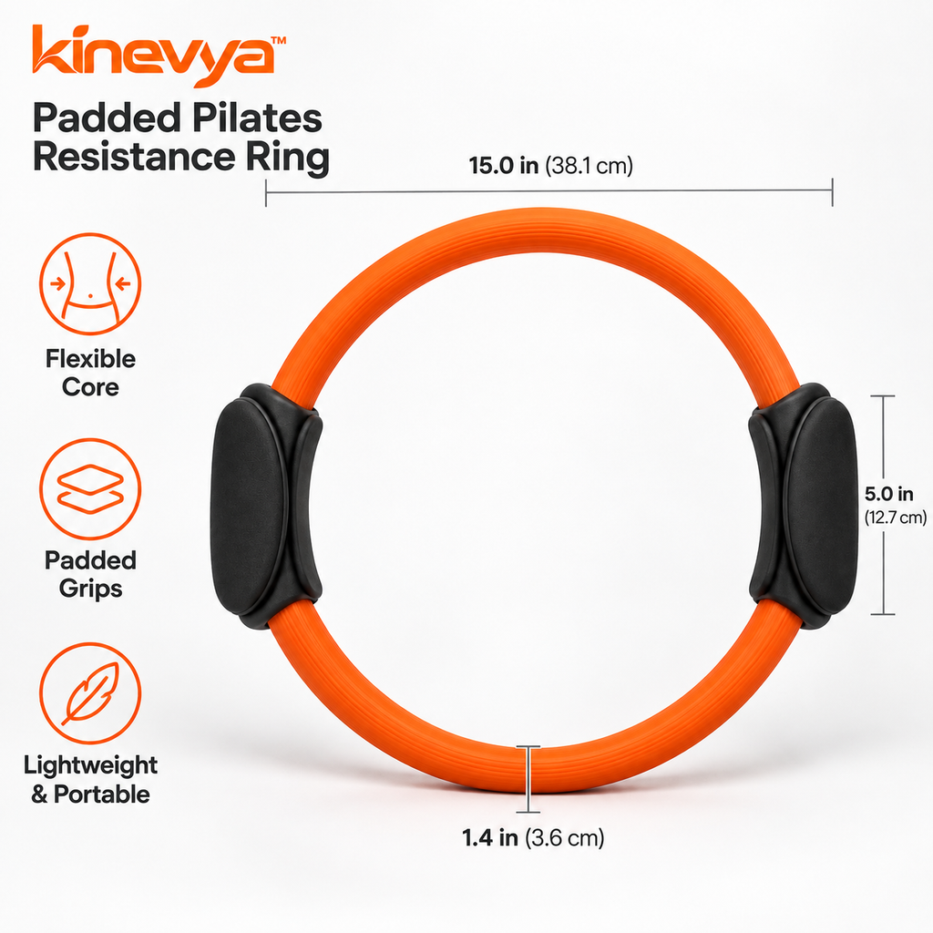 Kinevya™ Padded Pilates Resistance Ring with Reinforced Flexible Core for Home Exercise