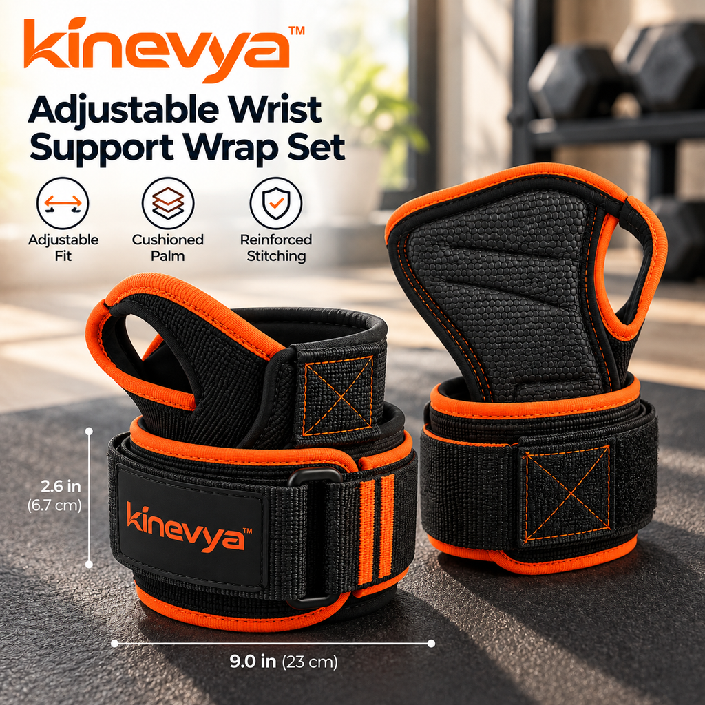 Kinevya™ Adjustable Wrist Support Wrap Set with Cushioned Palm Contact Panels