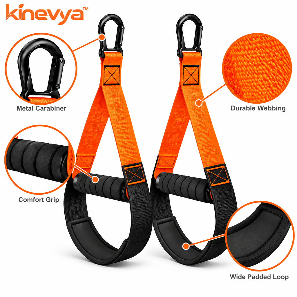 Kinevya™ Padded Hanging Exercise Support Strap Set with Comfort Grip Handles