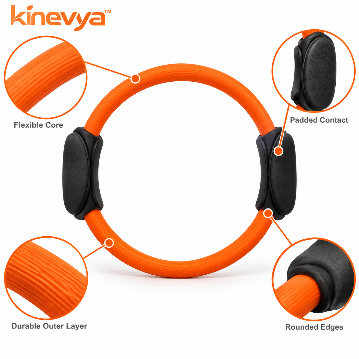 Kinevya™ Padded Pilates Resistance Ring with Reinforced Flexible Core for Home Exercise