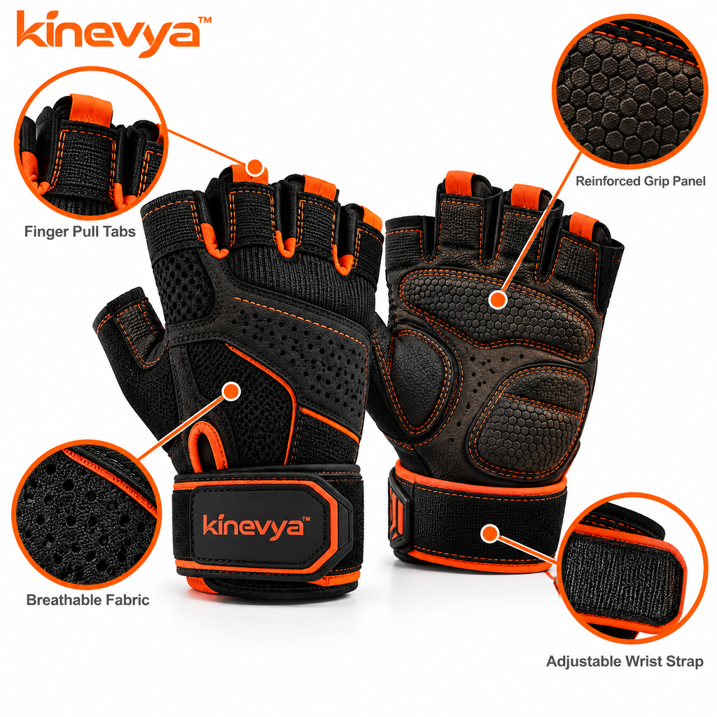 Kinevya™ Padded Training Gloves with Reinforced Palm Grip Panels