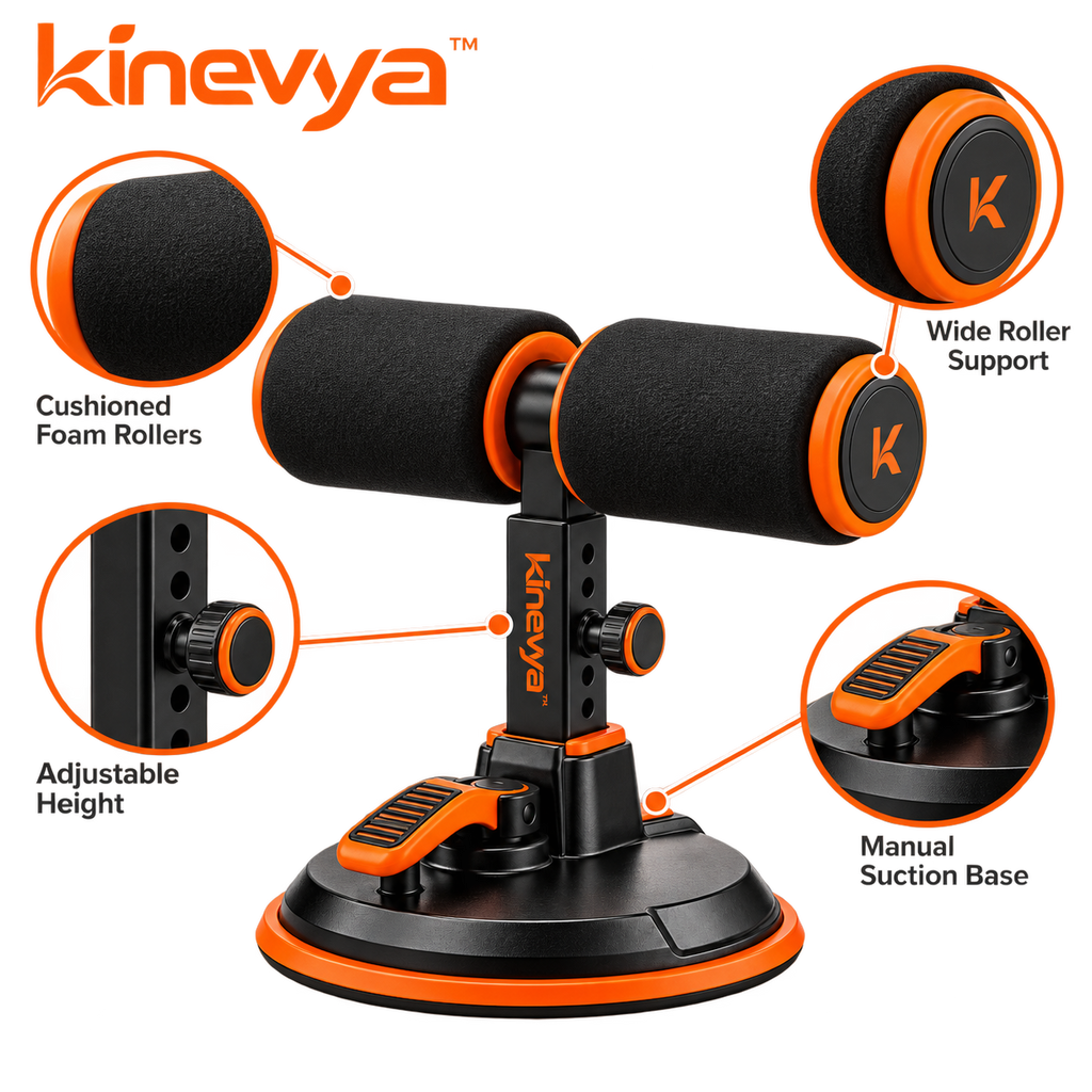 Kinevya™ Adjustable Floor Exercise Foot Anchor with Cushioned Dual Roller Support
