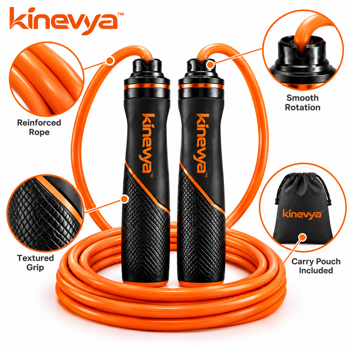 Kinevya™ Adjustable Weighted Jump Rope System with Reinforced Handles for Everyday Home Training