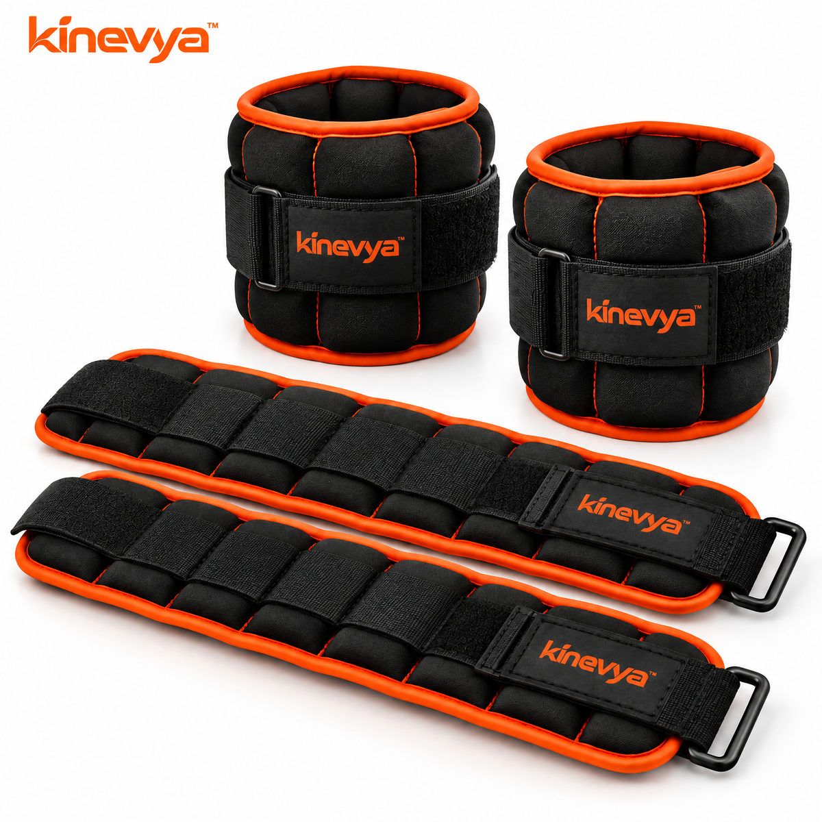 Kinevya™ Adjustable Soft Wrist & Ankle Weight Set with Distributed Internal Weight Sections