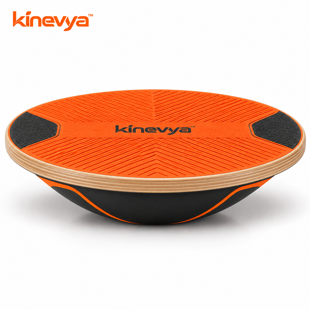 Kinevya™ Wooden Balance Board with Wide Textured Standing Surface for Home Movement Practice